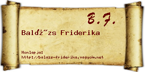 Balázs Friderika névjegykártya